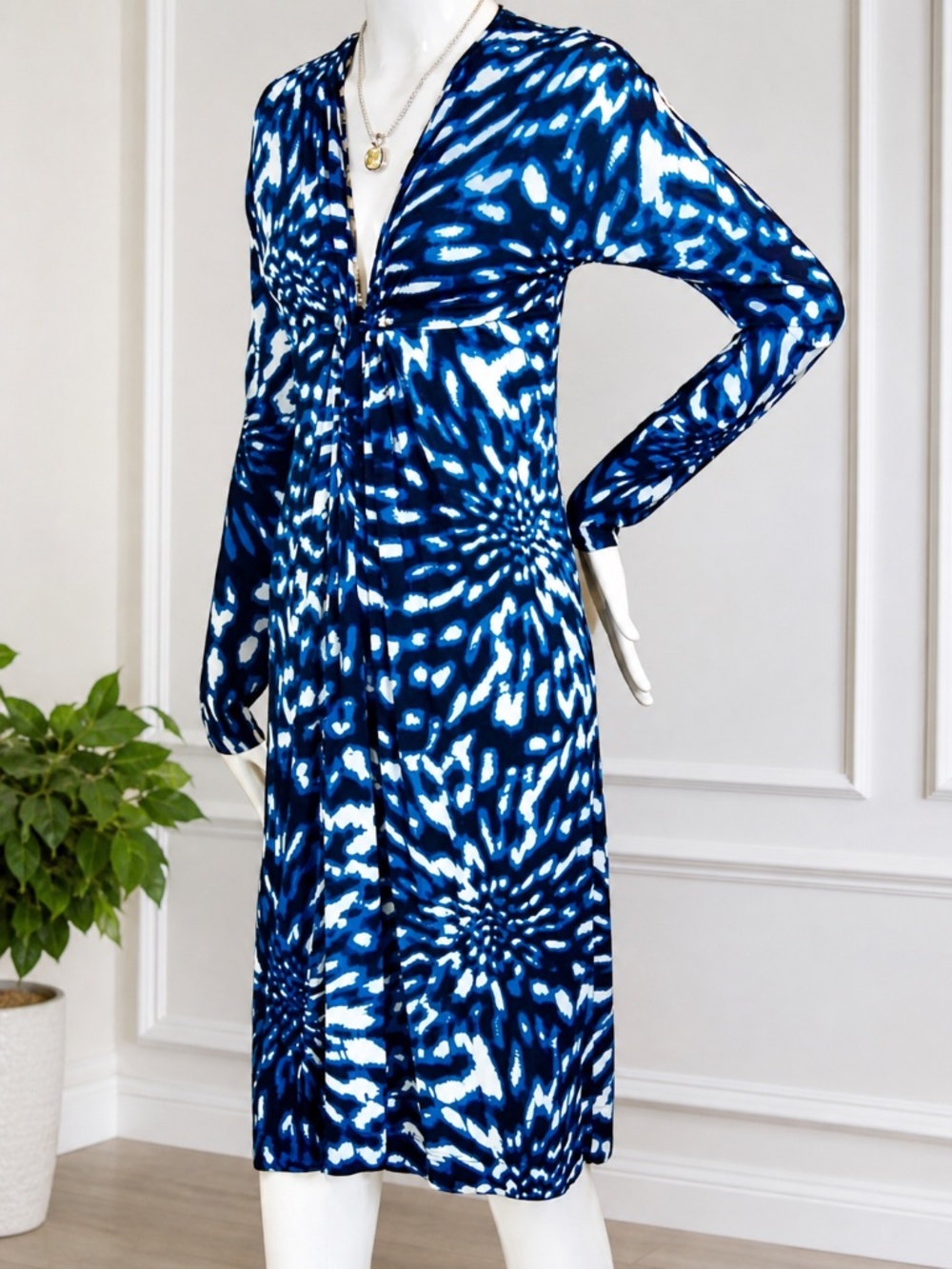 Roberto Cavalli Just Cavalli Blue Psychedelic Print Dress EU 40 Bodycon 🇮🇹